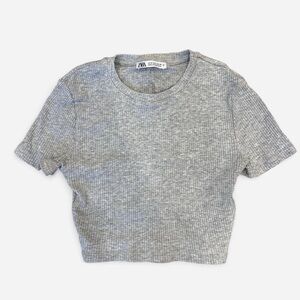 Zara Gray Cotton Crop Top